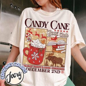 vintage t shirt candy cane design for book lovers featuring santa and christmas themes ideal for winter book club gatherings zhq6f