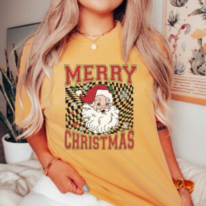 vintage t shirt checkered merry christmas santa shirt for family gatherings retro xmas design ideal for holiday parties riwqw