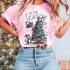 vintage t shirt christmas cat tee retro meowy catmas design oversized comfort colors t shirt for cat dads and moms prhru scaled
