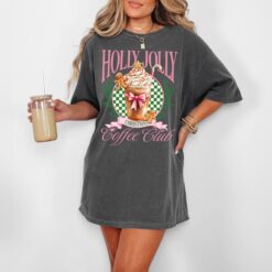 Vintage T Shirt Christmas Coffee Club Tee Comfort Colors Holiday Design for Women Coffee Lover Apparel
