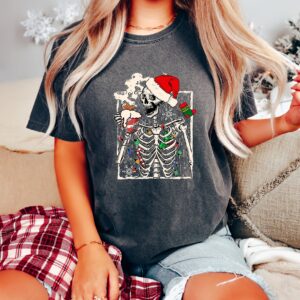 vintage t shirt christmas dead inside crewneck tee for coffee lovers funny skeleton design for holiday celebrations b3lqv