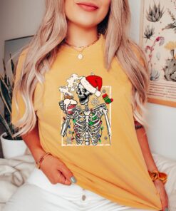 vintage t shirt christmas dead inside crewneck tee for coffee lovers funny skeleton design for holiday celebrations h6wii