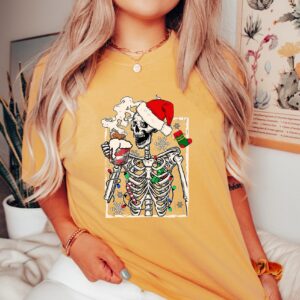 vintage t shirt christmas dead inside crewneck tee for coffee lovers funny skeleton design for holiday celebrations h6wii