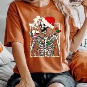 vintage t shirt christmas dead inside crewneck tee for coffee lovers funny skeleton design for holiday celebrations rdvgr