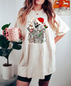 vintage t shirt christmas dead inside crewneck tee for coffee lovers funny skeleton design for holiday celebrations vyues