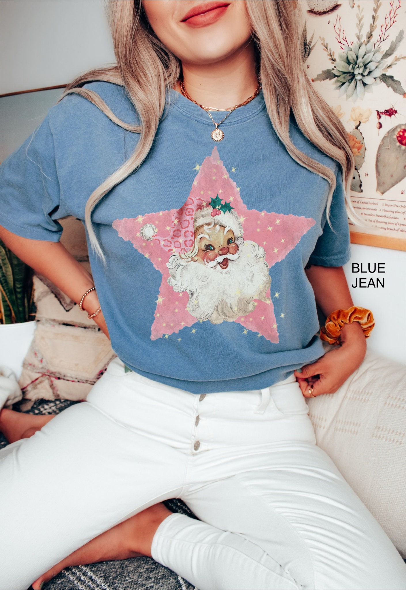 vintage t shirt christmas retro pink santa claus tee classic comfort colors design family holiday apparel hgobl