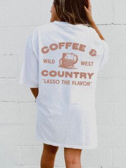 vintage t shirt coffee and country graphic tee unisex comfort colors oversize wild west design for cowgirl and coffee lovers 5msdv