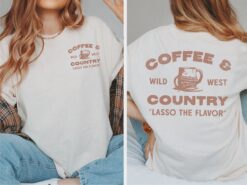 vintage t shirt coffee and country graphic tee unisex comfort colors oversize wild west design for cowgirl and coffee lovers cbsav