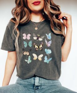 Vintage T Shirt Comfort Colors Butterflies Design for Nature Lovers Featuring Trendy Insect and Botanical Art