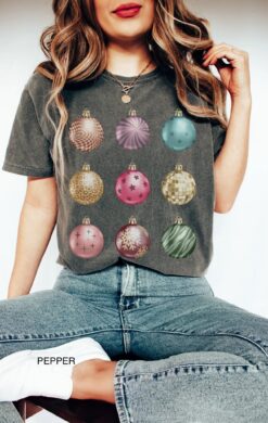 Vintage T Shirt Comfort Colors Christmas Ornaments Tee for Tree Trimming Holiday Parties and Festive Decorations