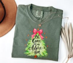 Vintage T Shirt Comfort Colors Religious Christmas Tree Design for Women Featuring Unique Holiday Graphics