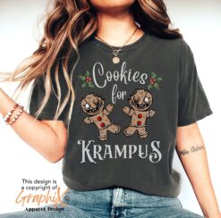 Vintage T Shirt Cookies for Krampus with Creepy Gingerbread Man Design in Comfort Colors for Unique Christmas Style