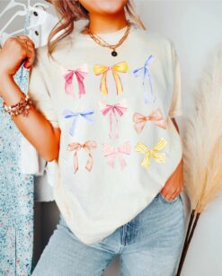 Vintage T Shirt Coquette Bow Shirt Comfort Colors Pink Bow Ribbon Soft Girl Era Aesthetic TikTok Apparel Pastel Collage Design