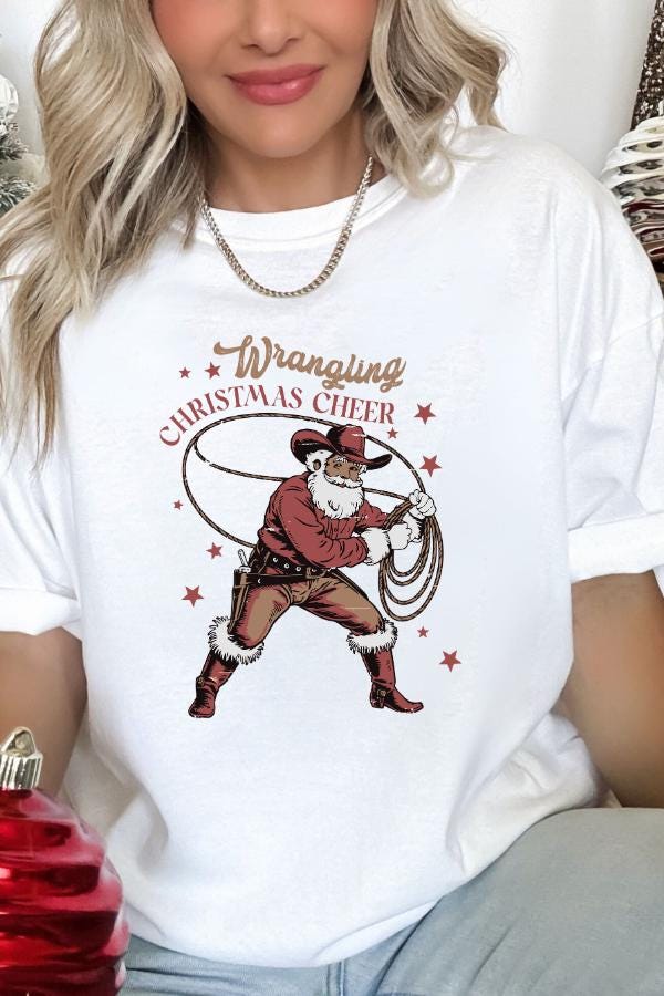 vintage t shirt cowboy santa comfort colors tee unisex holiday graphic apparel for christmas celebrations olasi