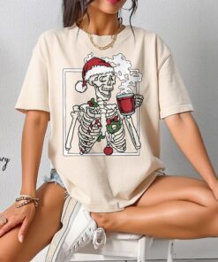 vintage t shirt dead inside skeleton christmas design for men and women coffee lovers fun holiday apparel ewzqq scaled