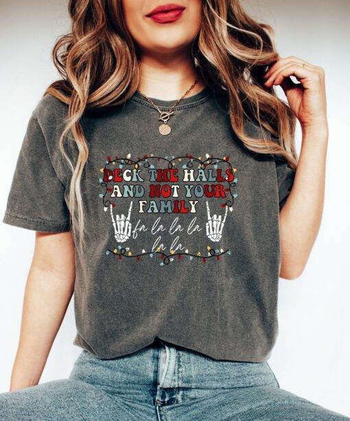 vintage t shirt deck the halls family christmas tee retro design for holiday gatherings and merry christmas celebrations isrko scaled