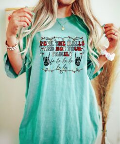 vintage t shirt deck the halls family christmas tee retro design for holiday gatherings and merry christmas celebrations nirmv scaled