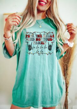 vintage t shirt deck the halls family christmas tee retro design for holiday gatherings and merry christmas celebrations nirmv scaled