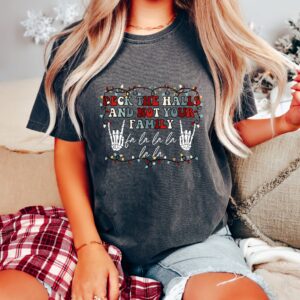 vintage t shirt deck the halls family christmas tee retro design for holiday gatherings and merry christmas celebrations oc0le scaled