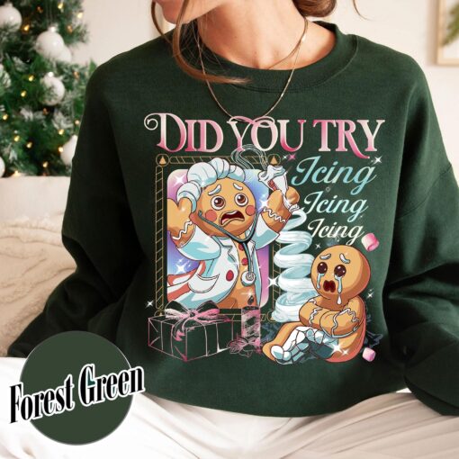 vintage t shirt did you try icing it funny nurse and doctor tee with gingerbread christmas design for health care workers tce62