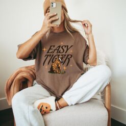 vintage t shirt easy tiger graphic tee retro boho unisex aesthetic design comfortable colors indie style apparel uxfp2