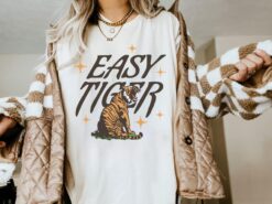 Vintage T Shirt Easy Tiger Graphic Tee Retro Boho Unisex Aesthetic Design Comfortable Colors Indie Style Apparel