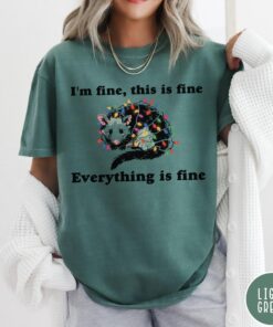 vintage t shirt everything is fine christmas t shirt funny im fine this is fine design with possum and holiday lights nfq9z