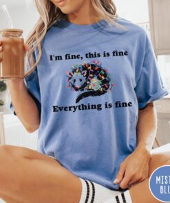 vintage t shirt everything is fine christmas t shirt funny im fine this is fine design with possum and holiday lights zi2kz