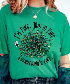 vintage t shirt everything is fine christmas tee with retro design and tangled christmas lights print egkly