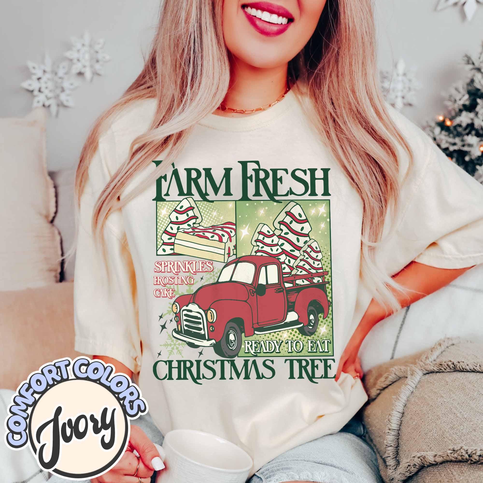 vintage t shirt farm fresh christmas tree design comfort colors with merry christmas theme for women winter wardrobe 8lk4c