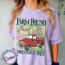 vintage t shirt farm fresh christmas tree design comfort colors with merry christmas theme for women winter wardrobe b3peh