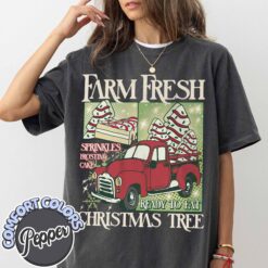 vintage t shirt farm fresh christmas tree design comfort colors with merry christmas theme for women winter wardrobe up6f8