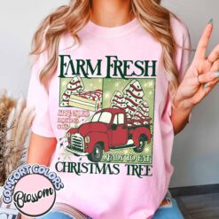 vintage t shirt farm fresh christmas tree design comfort colors with merry christmas theme for women winter wardrobe vu1cq
