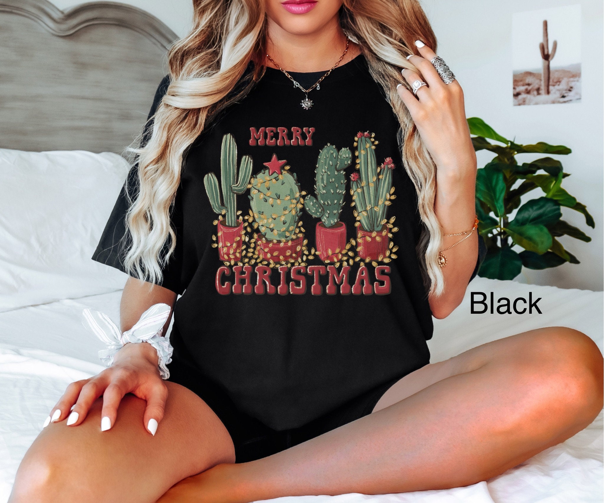 vintage t shirt for christmas cactus lovers comfort colors western style tee with howdy design and plant theme lskyk