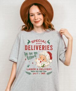 vintage t shirt for nicu and labor delivery nurses featuring special deliveries design for obgyn and labor tech christmas celebrations fgpbj
