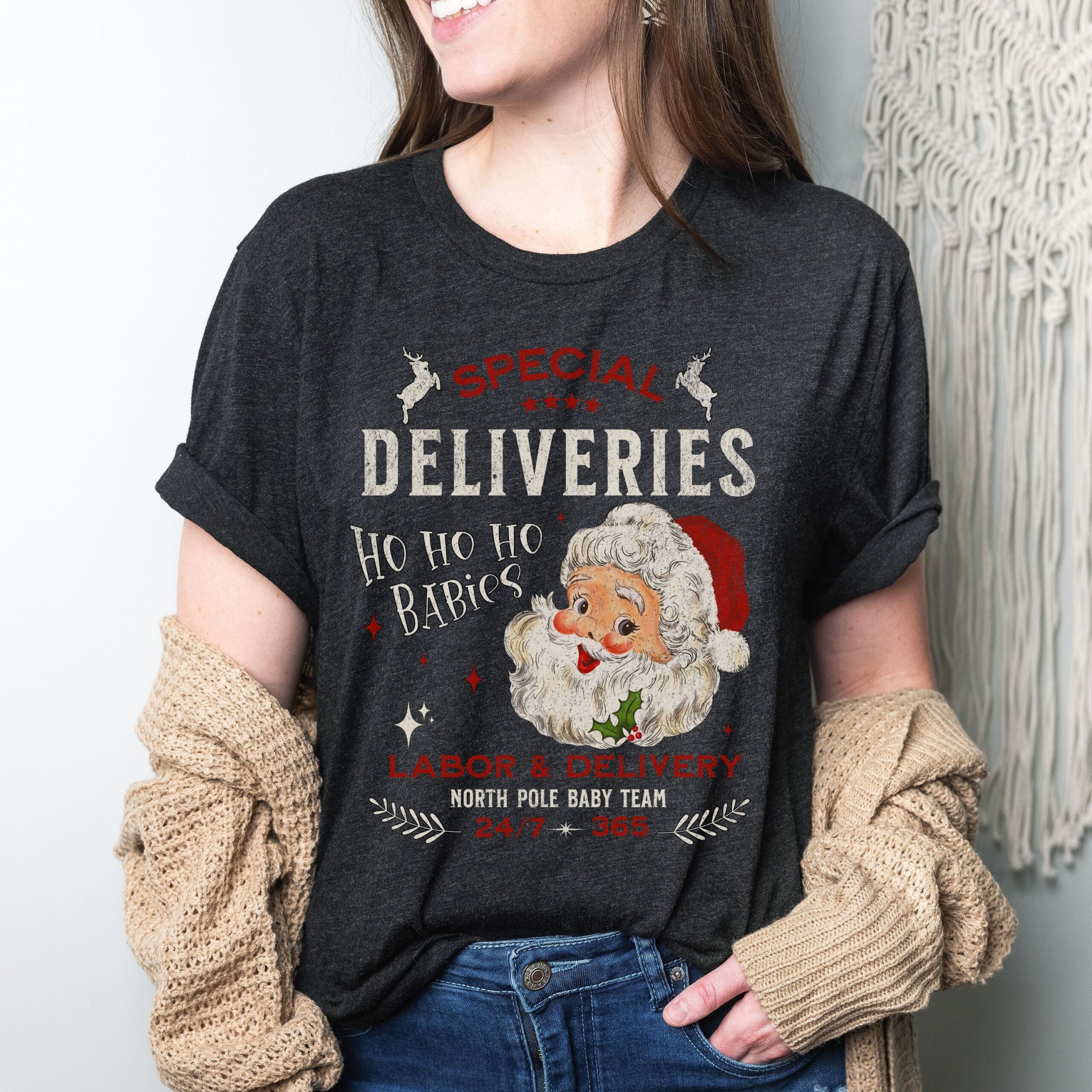 vintage t shirt for nicu and labor delivery nurses featuring special deliveries design for obgyn and labor tech christmas celebrations lhpwq scaled