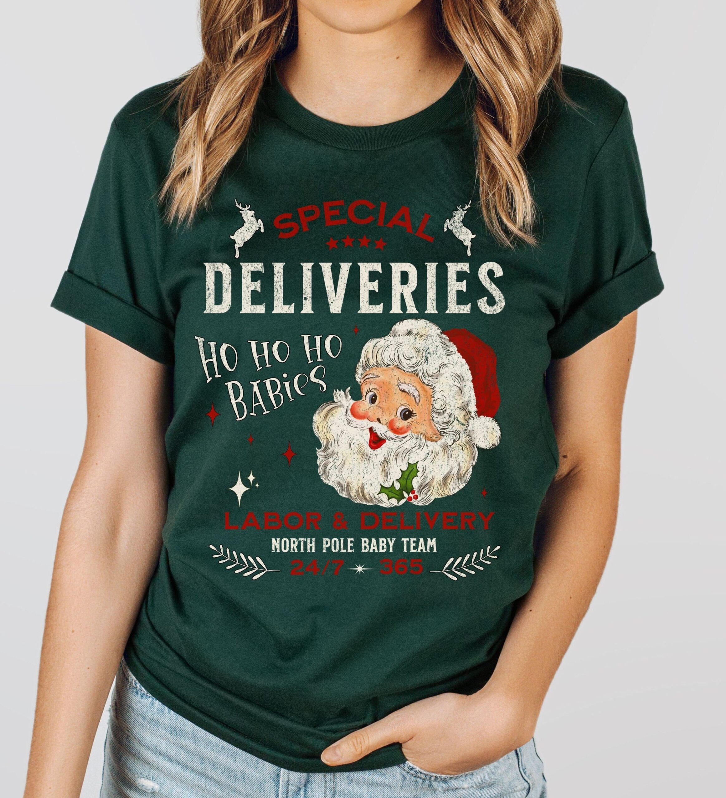 vintage t shirt for nicu and labor delivery nurses featuring special deliveries design for obgyn and labor tech christmas celebrations m6hsi scaled