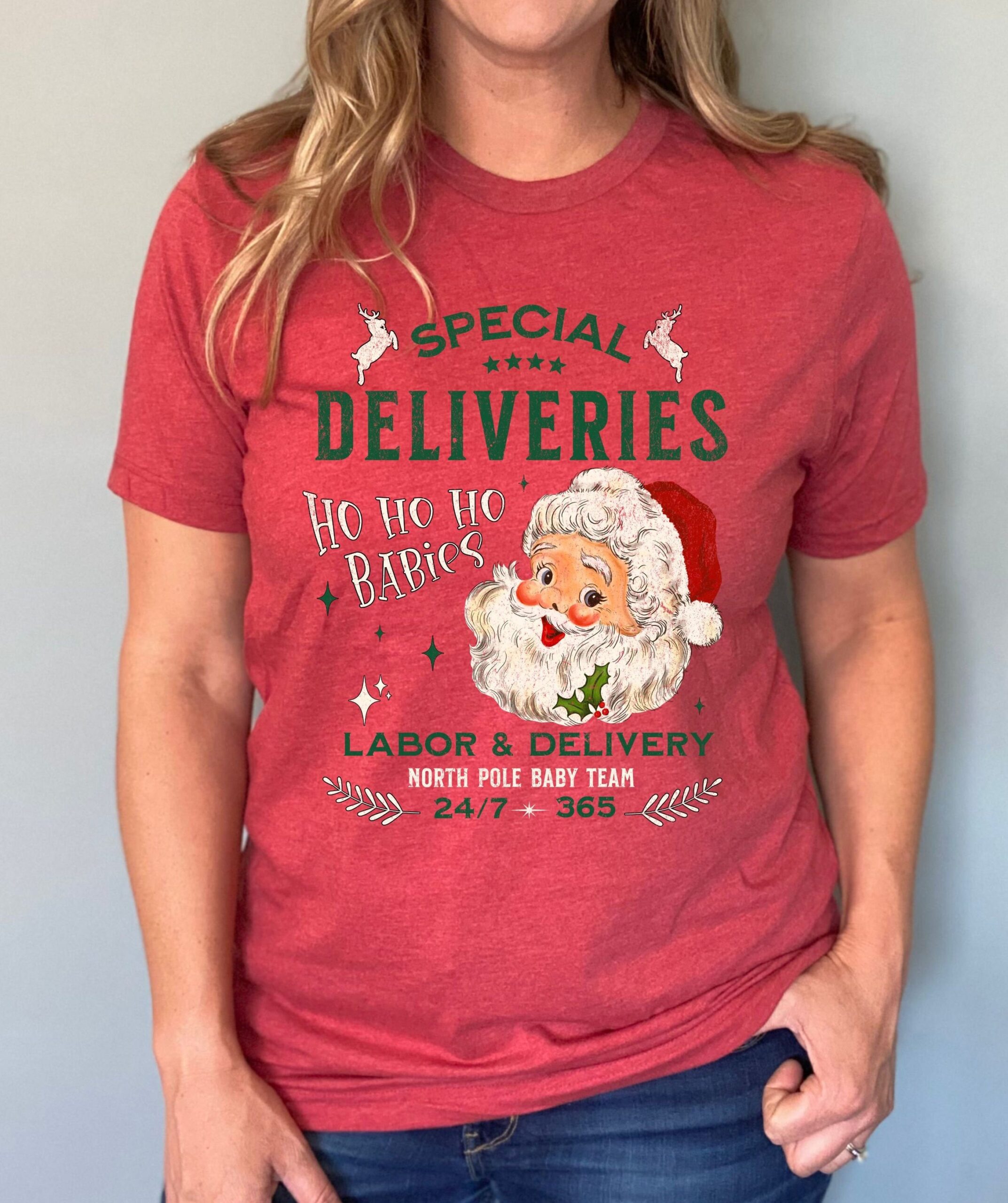 vintage t shirt for nicu and labor delivery nurses featuring special deliveries design for obgyn and labor tech christmas celebrations qlvfj scaled
