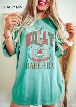 vintage t shirt for women funny christmas tee in my holly jolly babe era comfort colors holiday shirt for teens 2024 or6ff