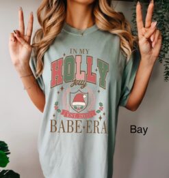 vintage t shirt for women funny christmas tee in my holly jolly babe era comfort colors holiday shirt for teens 2024 txkyj