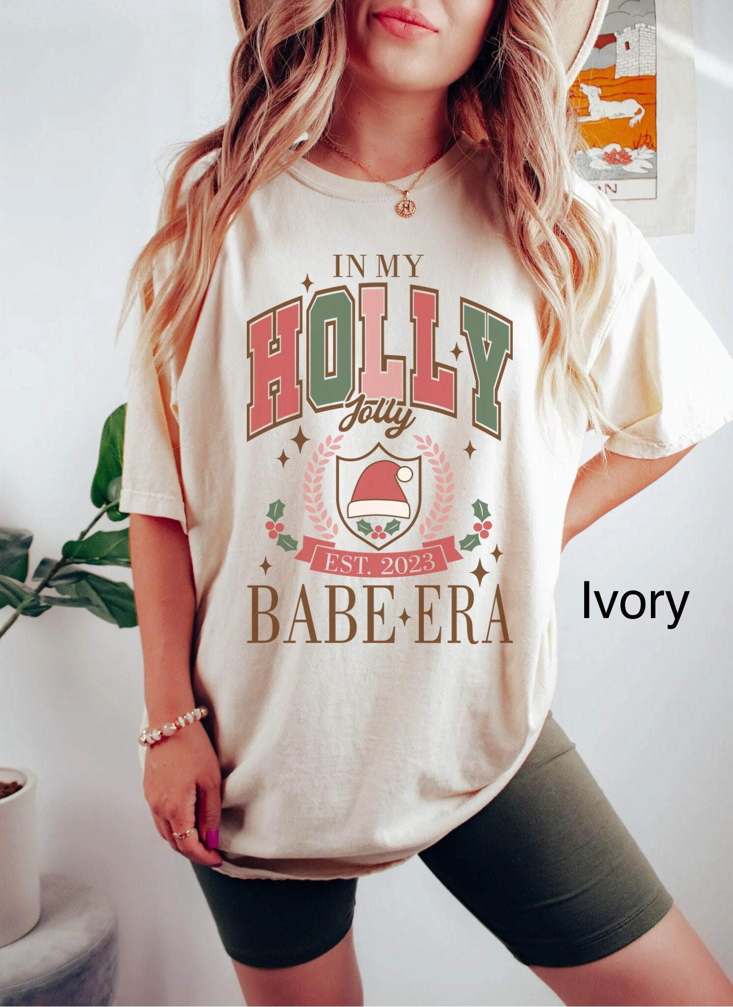 vintage t shirt for women funny christmas tee in my holly jolly babe era comfort colors holiday shirt for teens 2024 uvrgw