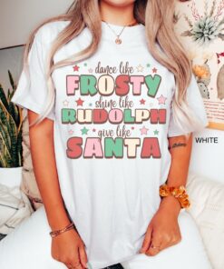 vintage t shirt for women and men retro christmas design dance like frosty holiday tee for family matching outfits shvkq