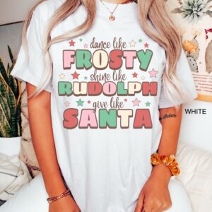 vintage t shirt for women and men retro christmas design dance like frosty holiday tee for family matching outfits shvkq