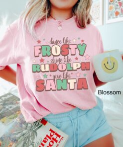 vintage t shirt for women and men retro christmas design dance like frosty holiday tee for family matching outfits uutes