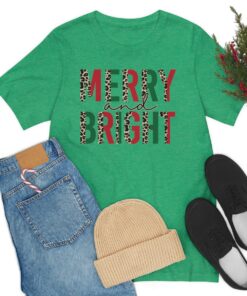 vintage t shirt for women with leopard print marry and bright design for holiday celebrations and christmas events bpxdy