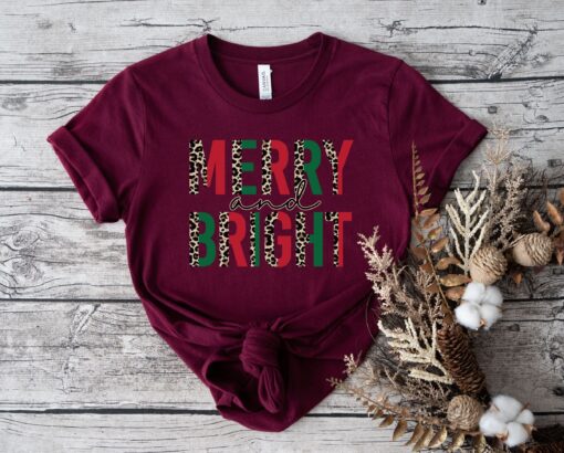 vintage t shirt for women with leopard print marry and bright design for holiday celebrations and christmas events ippnk