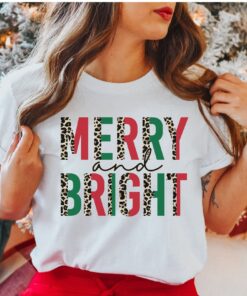 vintage t shirt for women with leopard print marry and bright design for holiday celebrations and christmas events iutsz