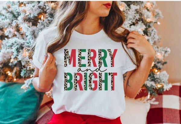 vintage t shirt for women with leopard print marry and bright design for holiday celebrations and christmas events iutsz