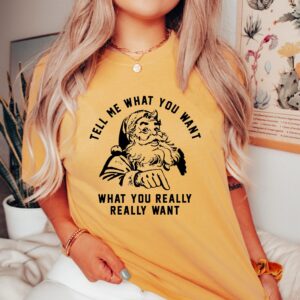 vintage t shirt funny christmas santa shirt tell me what you want tee comfortable xmas apparel for holiday celebrations fflxi scaled