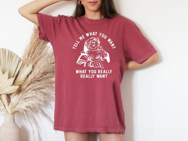 vintage t shirt funny christmas santa shirt tell me what you want tee comfortable xmas apparel for holiday celebrations pajb7 scaled